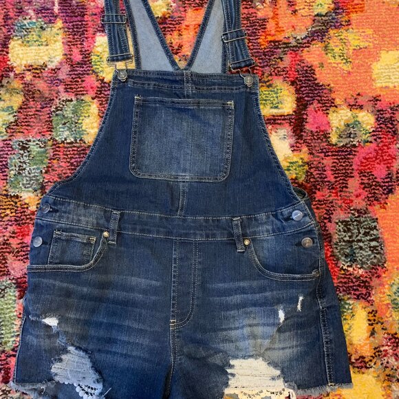 Women's Jean-Short Overalls - Picture 1 of 5